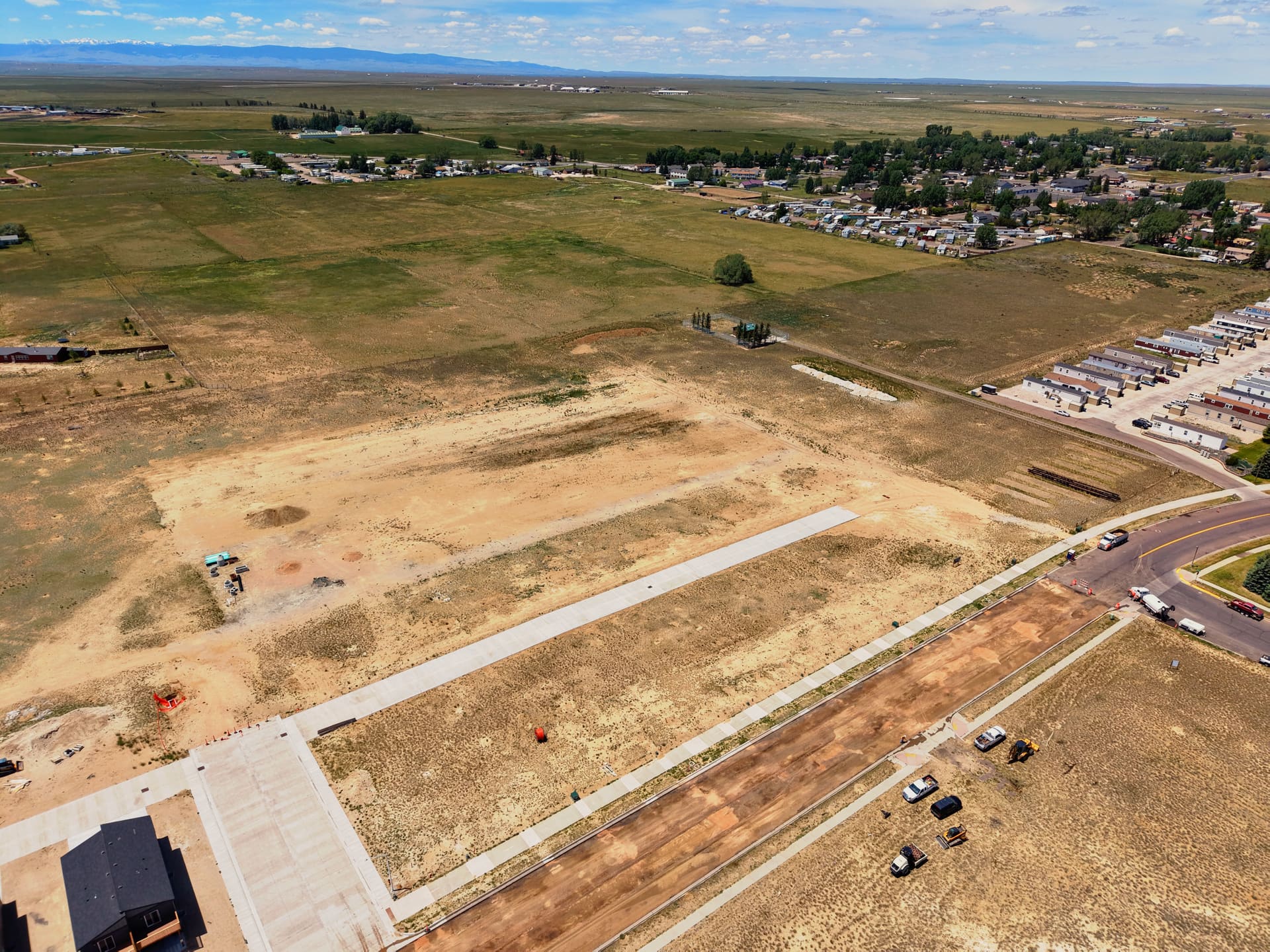 Aerial drone still of a Cheyenne commercial development site
